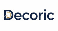 The logo for Decoric, featuring a stylized dark navy blue 'D' with a gold accent outline, followed by the word 'Decoric' in dark navy blue lowercase letters, set against a solid white background.